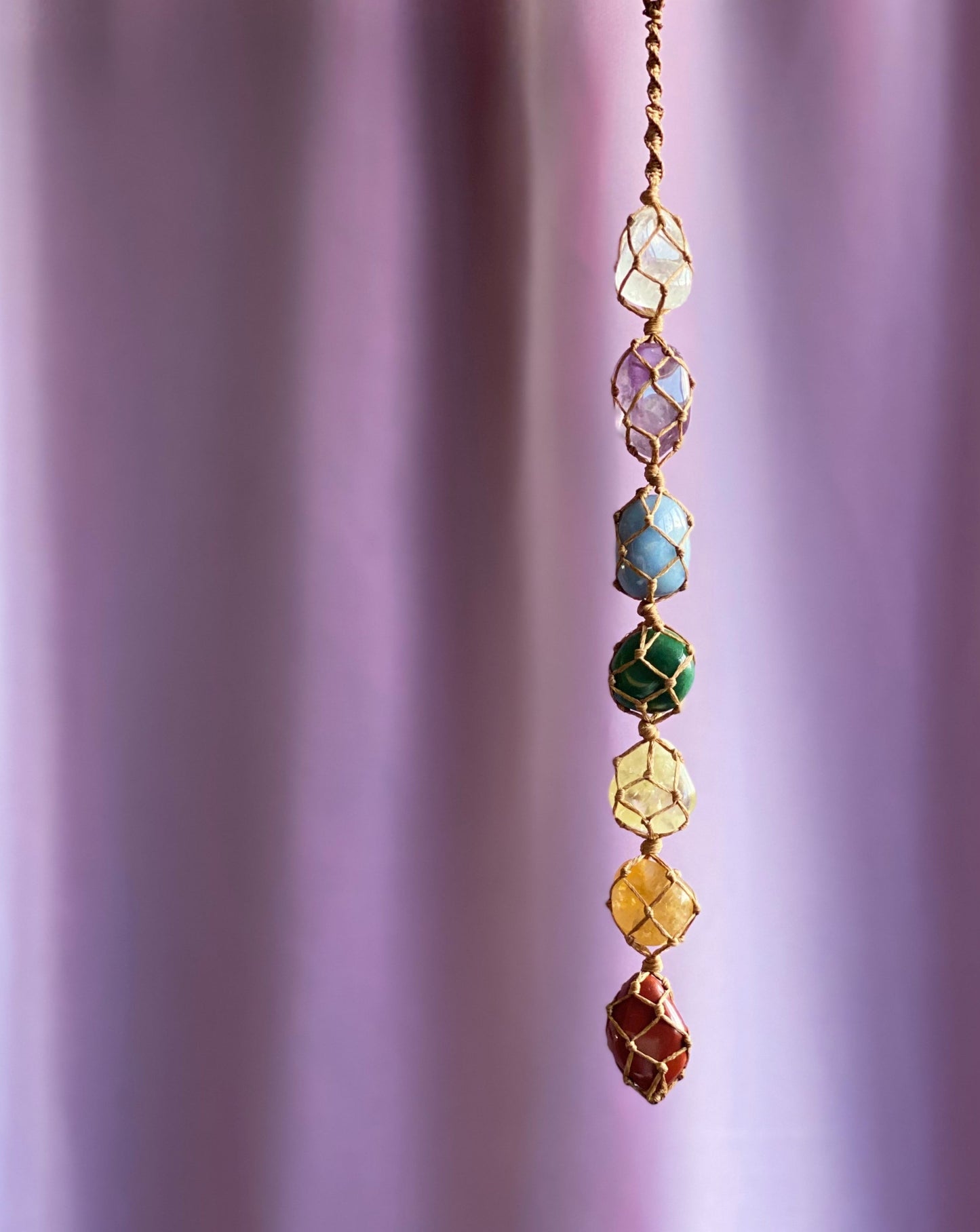 Chakra Crystals - Macrame Wall Hanging (tan)