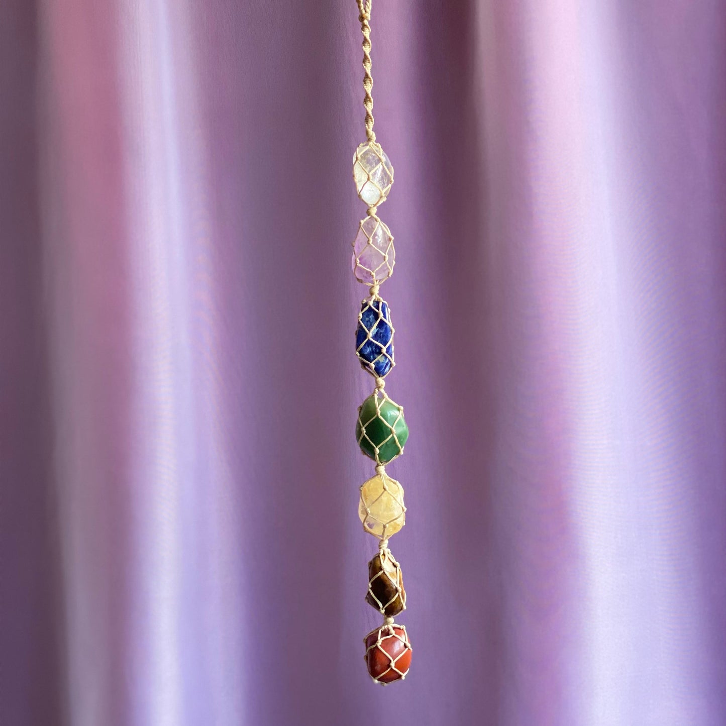 Chakra Crystals - Macrame Wall hanging (Beige 41cm)