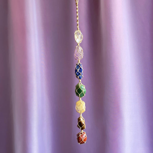 Chakra Crystals - Macrame Wall hanging (Beige 41cm)