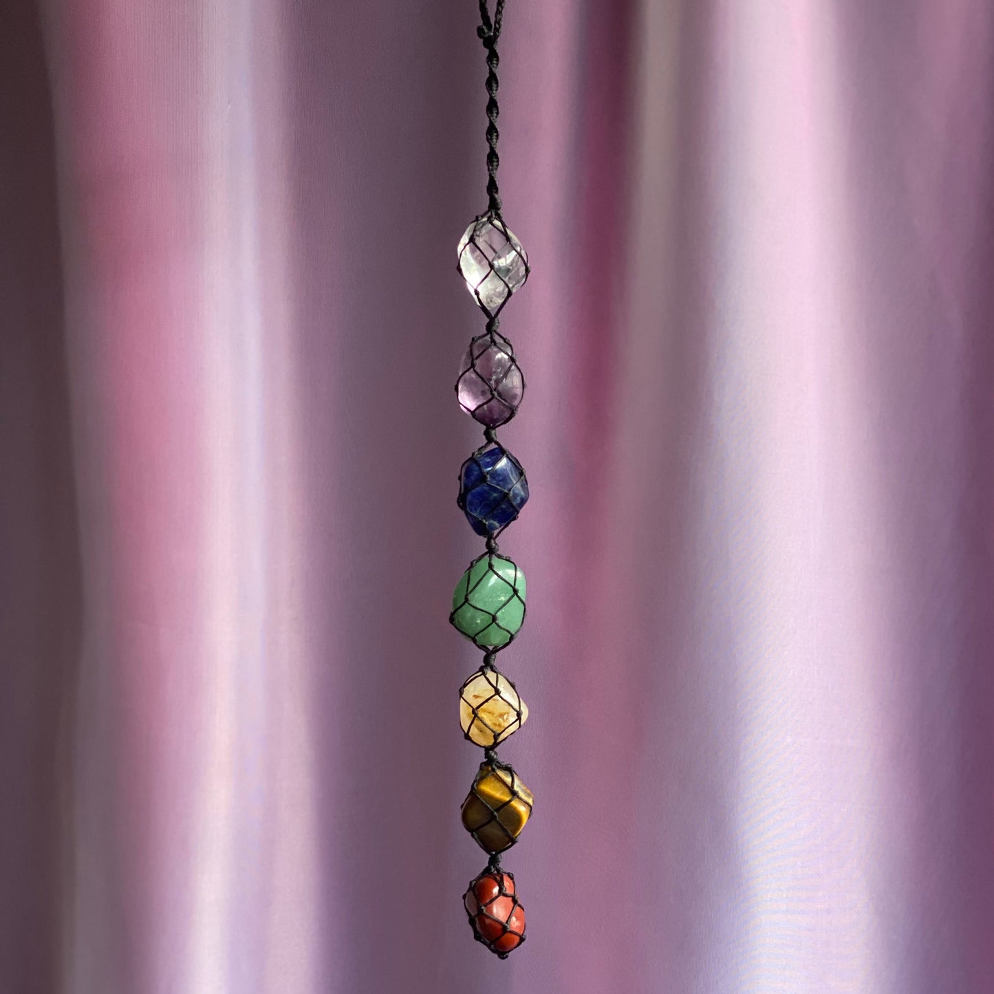Chakra Crystals - Macrame Wall Hanging (Black 42cm)