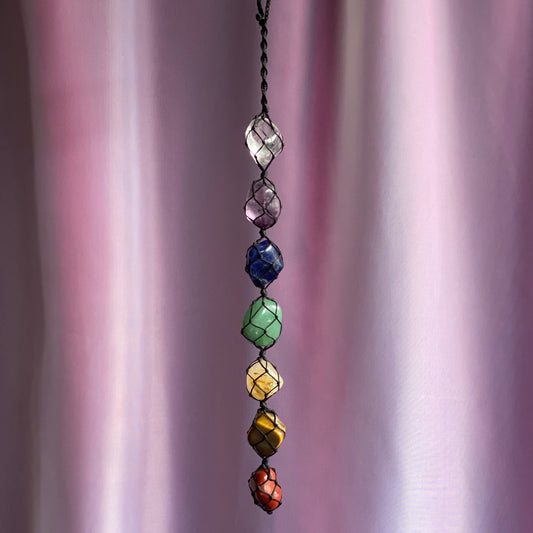 Chakra Crystals - Macrame Wall Hanging (Black 42cm)