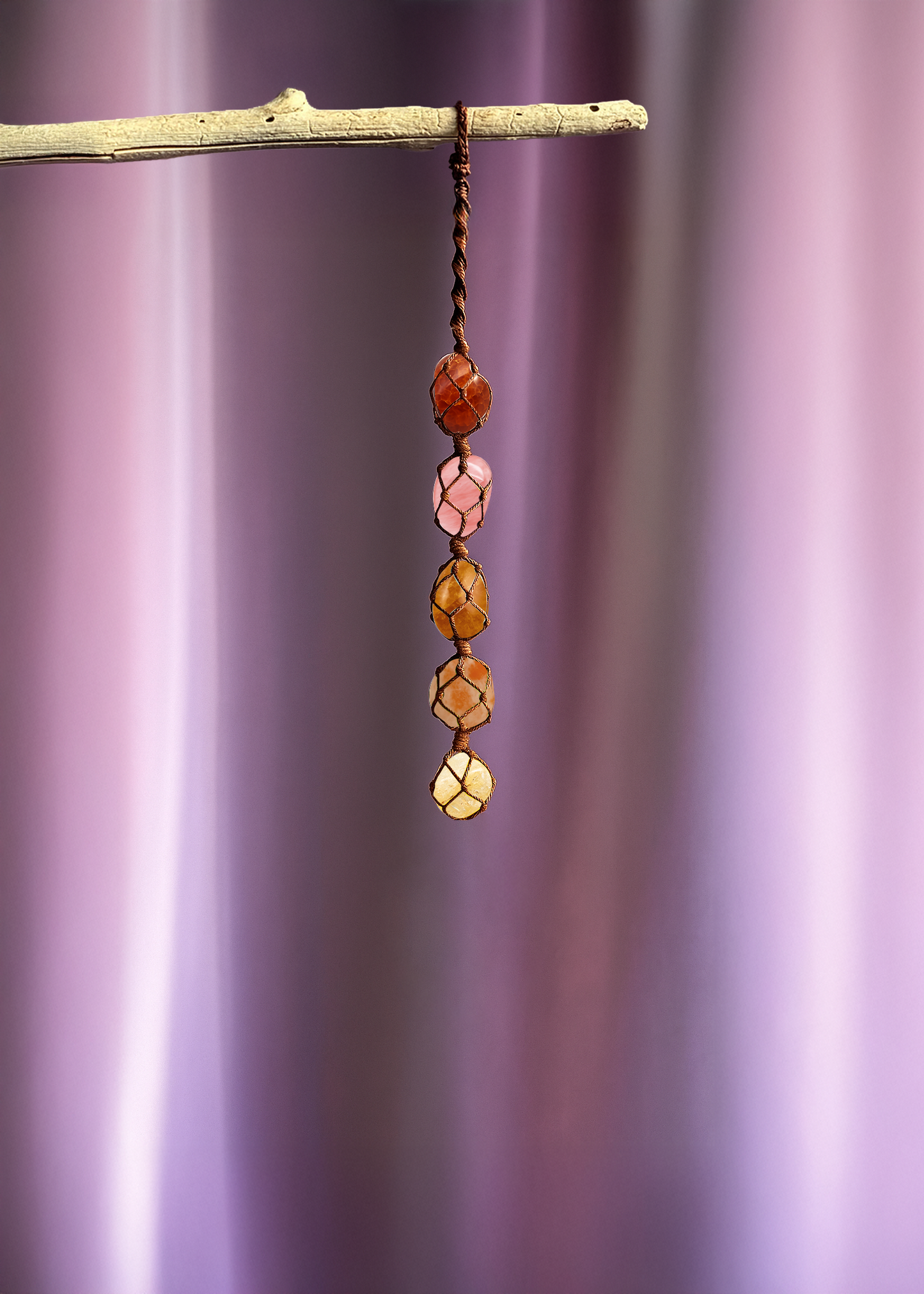 5 Stone Crystal Macrame Hanging