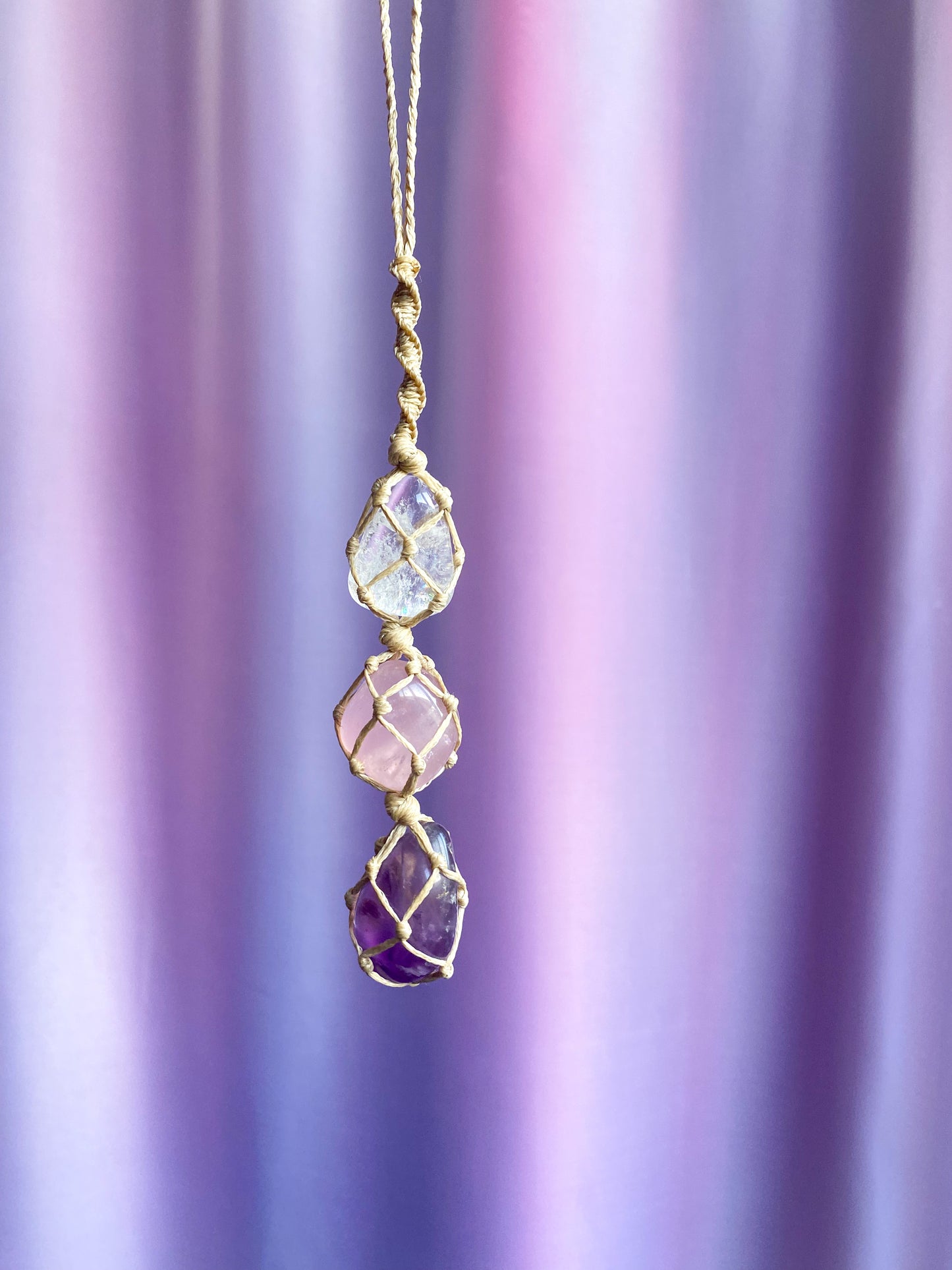 Self-Love & Inner Peace Crystals - Macrame Rearview Hanging