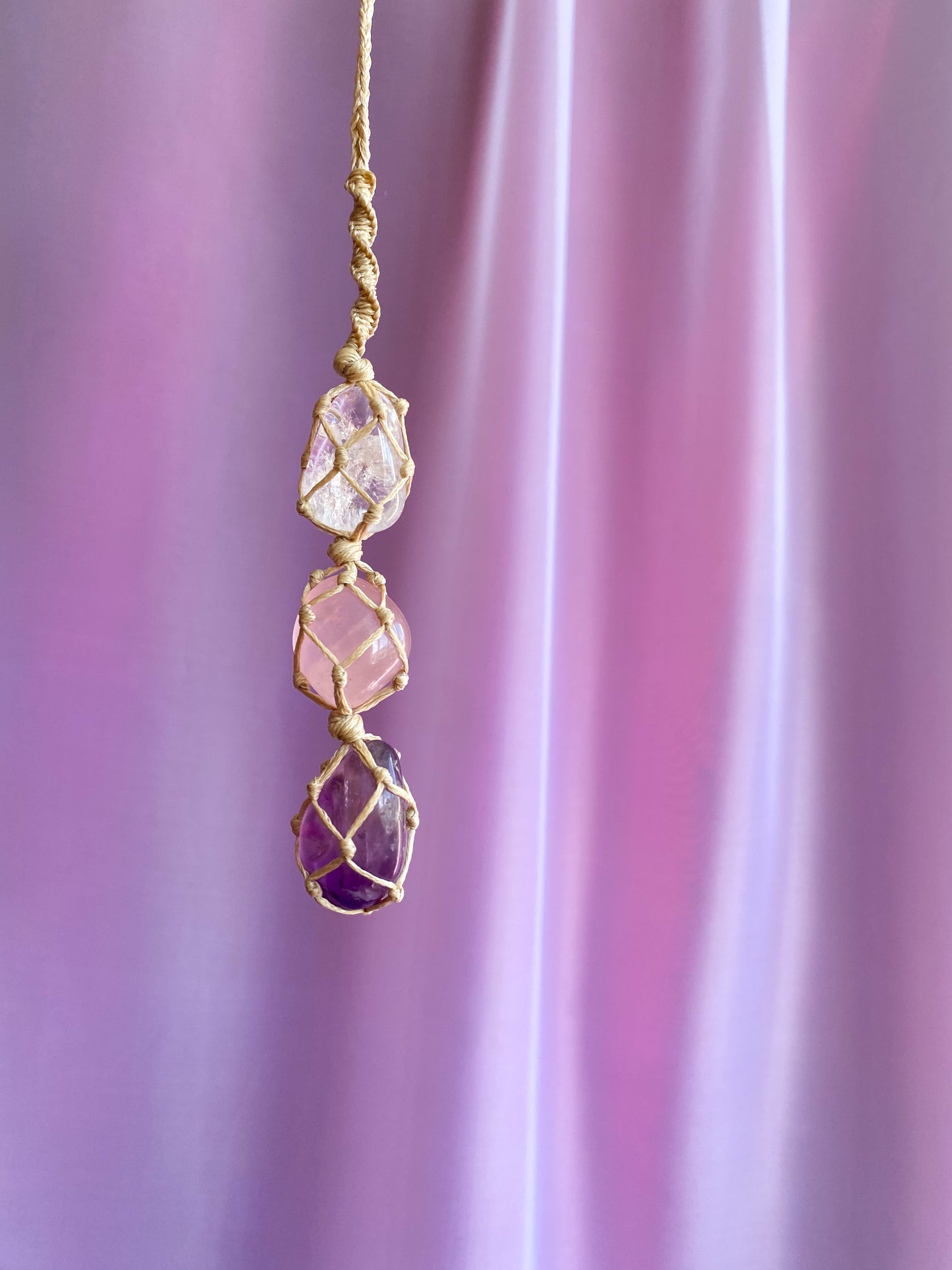 Self-Love & Inner Peace Crystals - Macrame Rearview Hanging