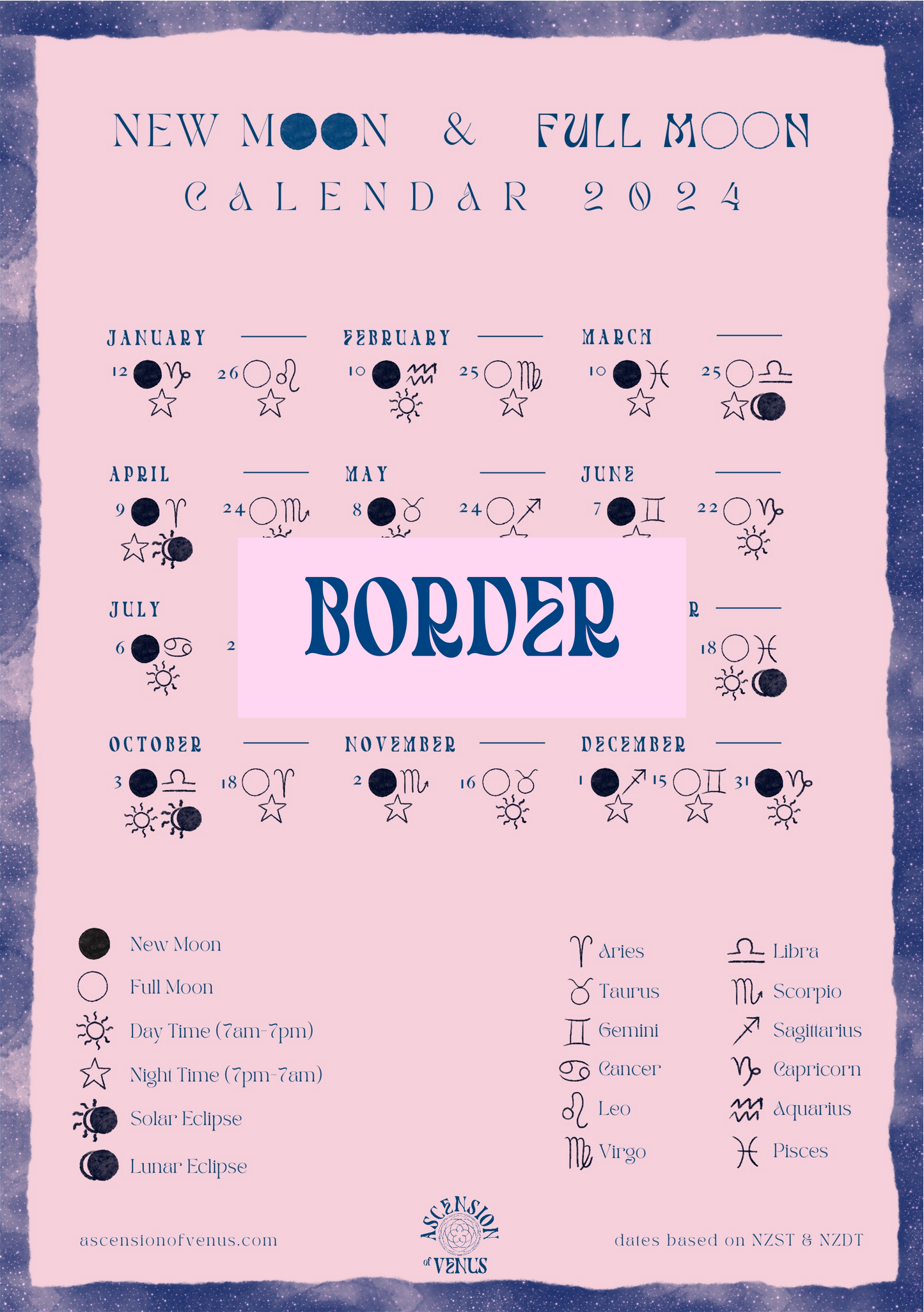 New Moon & Full Moon Calendar 2024