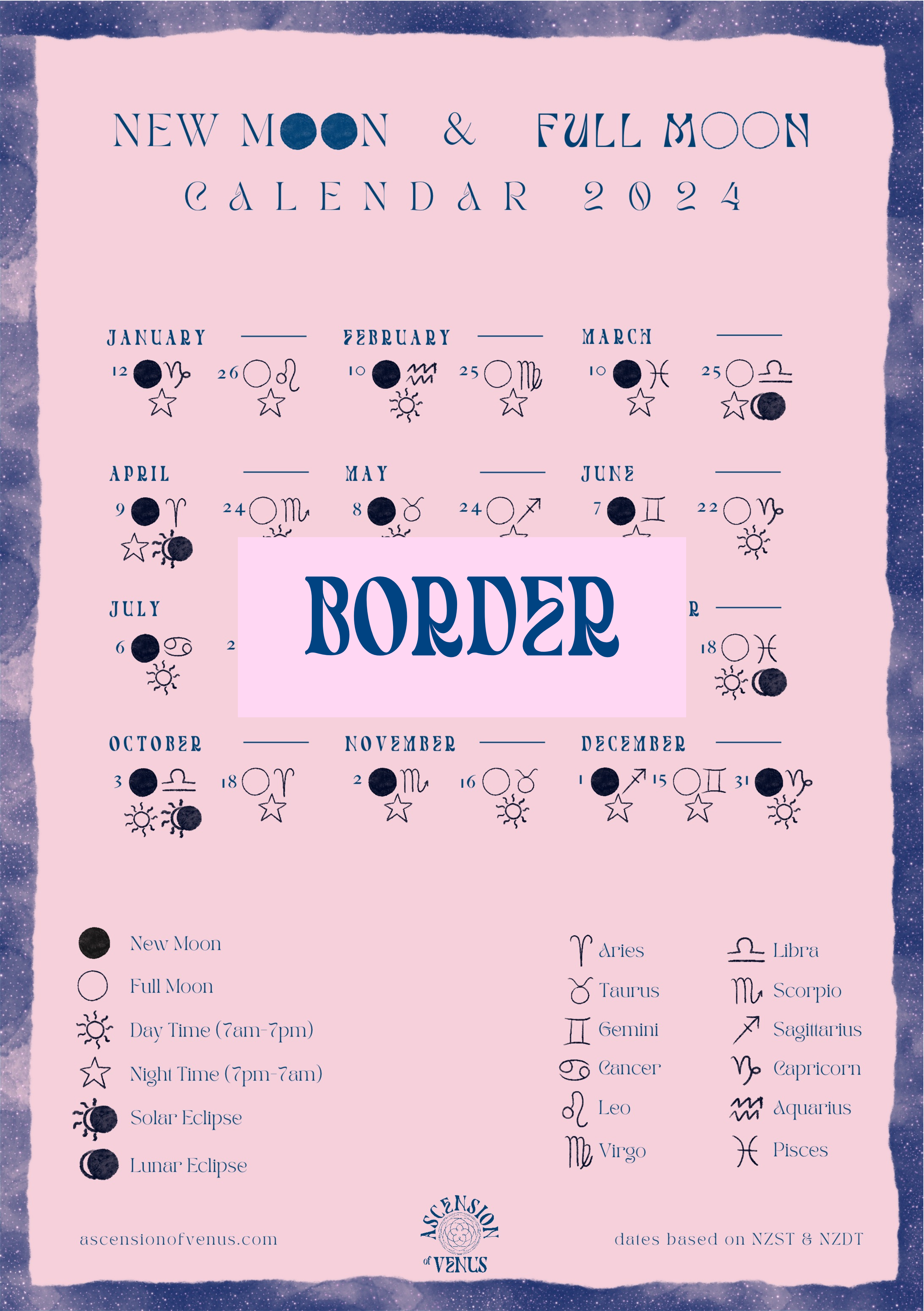 New Moon & Full Moon Calendar 2024