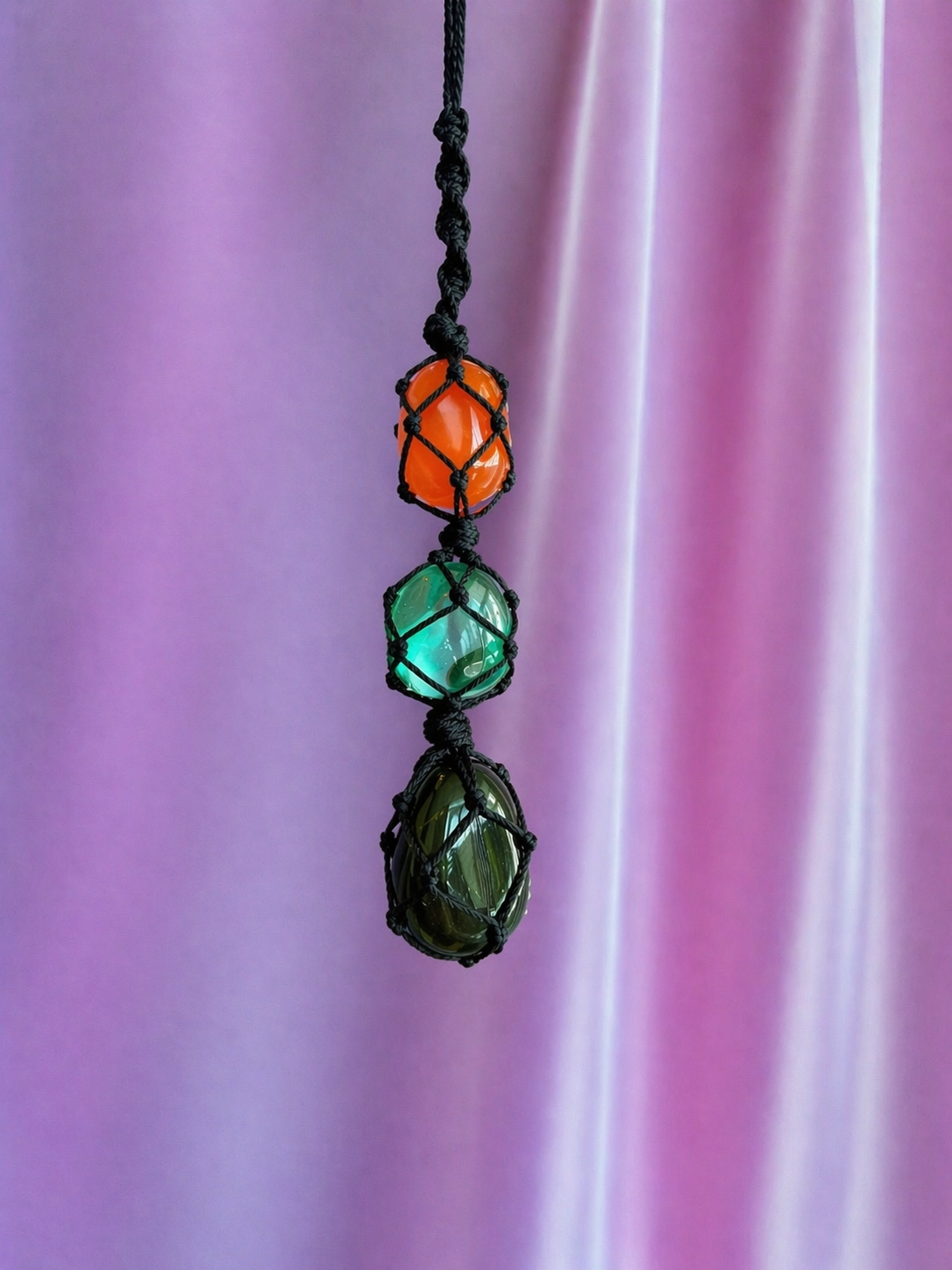 Obsidian Protection Macrame Rearview Hanging