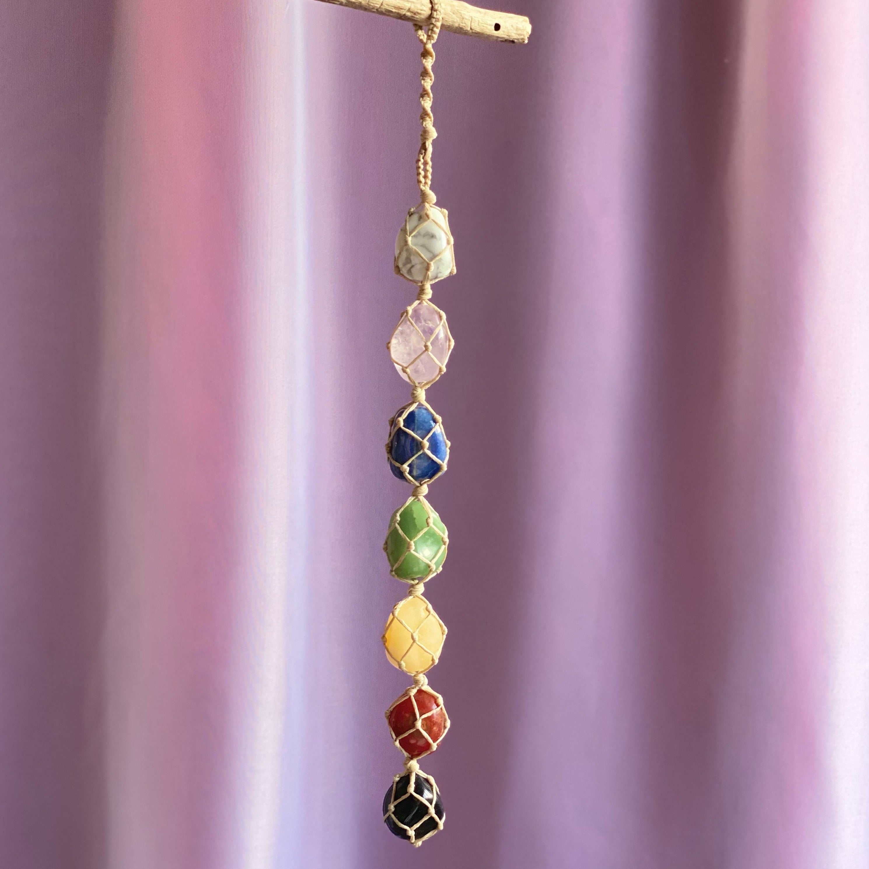 Chakra Crystals - Macrame Wall Hanging (Beige 33cm)