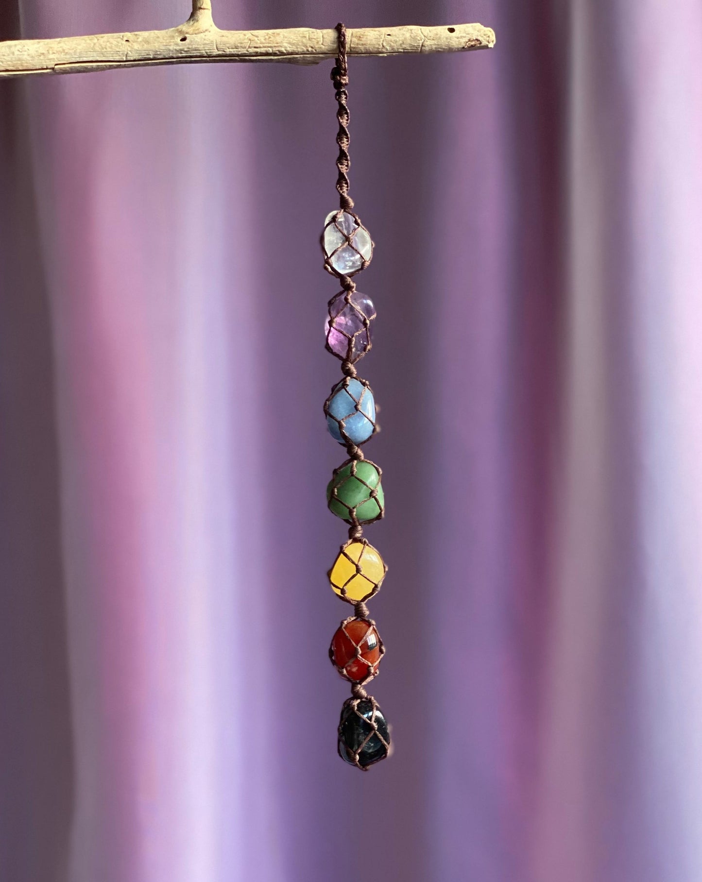 Chakra Crystals - Macrame Wall Hanging (mahogany brown 30 cm)