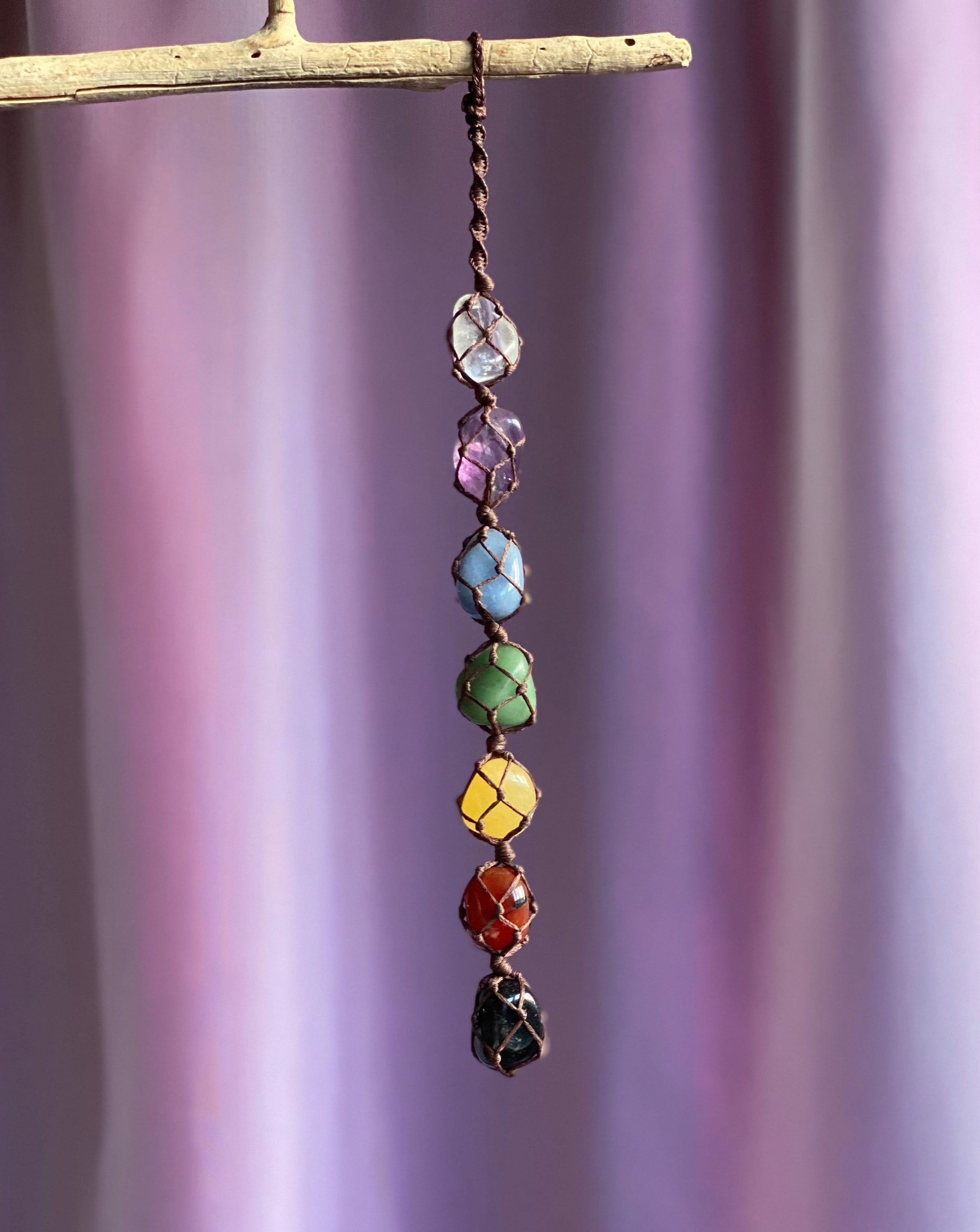 Chakra Crystals - Macrame Wall Hanging (Chocolate 30cm)