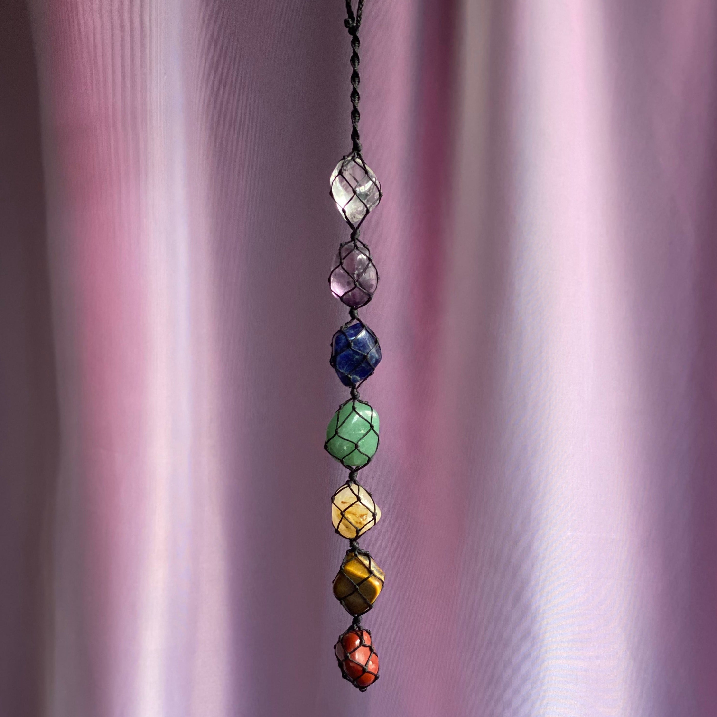 Chakra Crystals - Macrame Wall Hanging (Black 42cm)