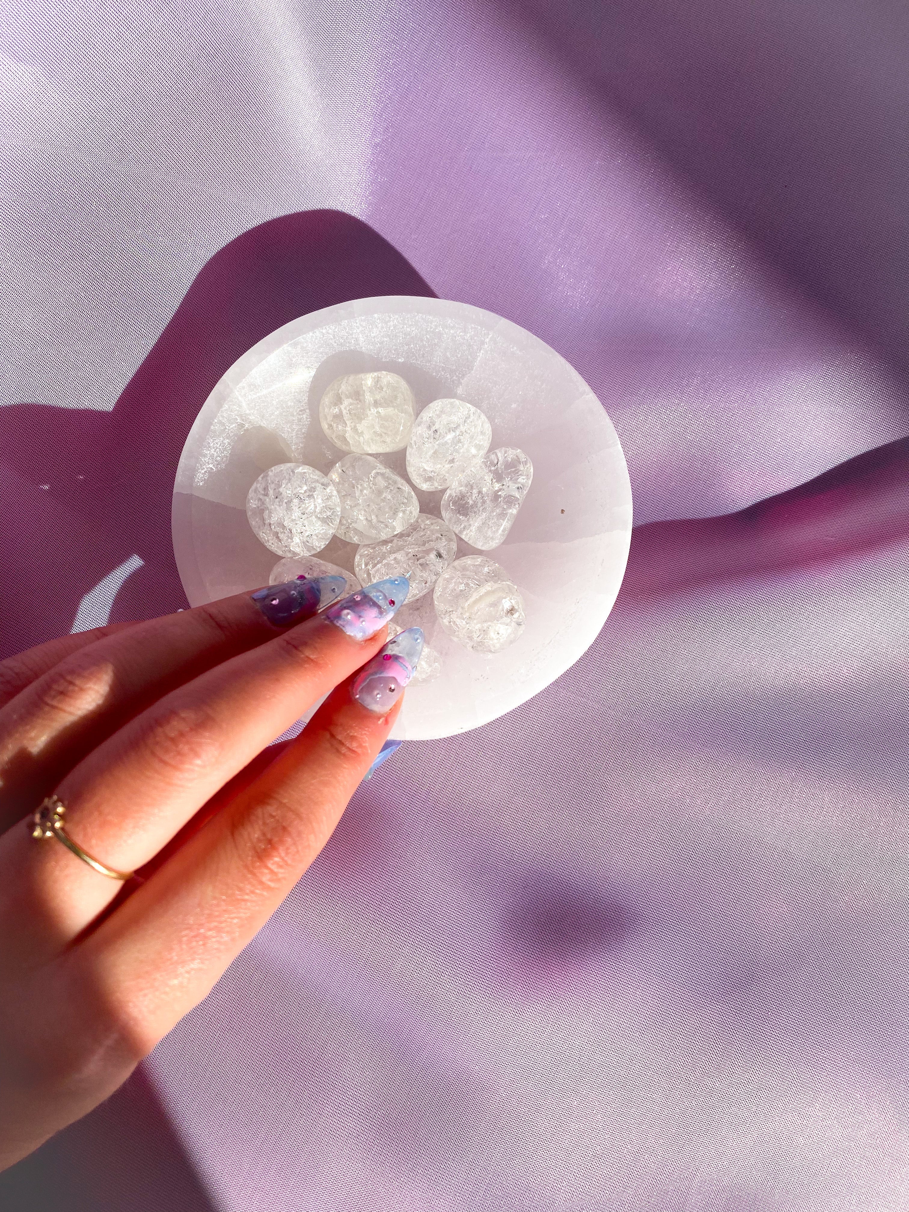 Clear Crackle Quartz Tumbled Crystal 20-30 mm