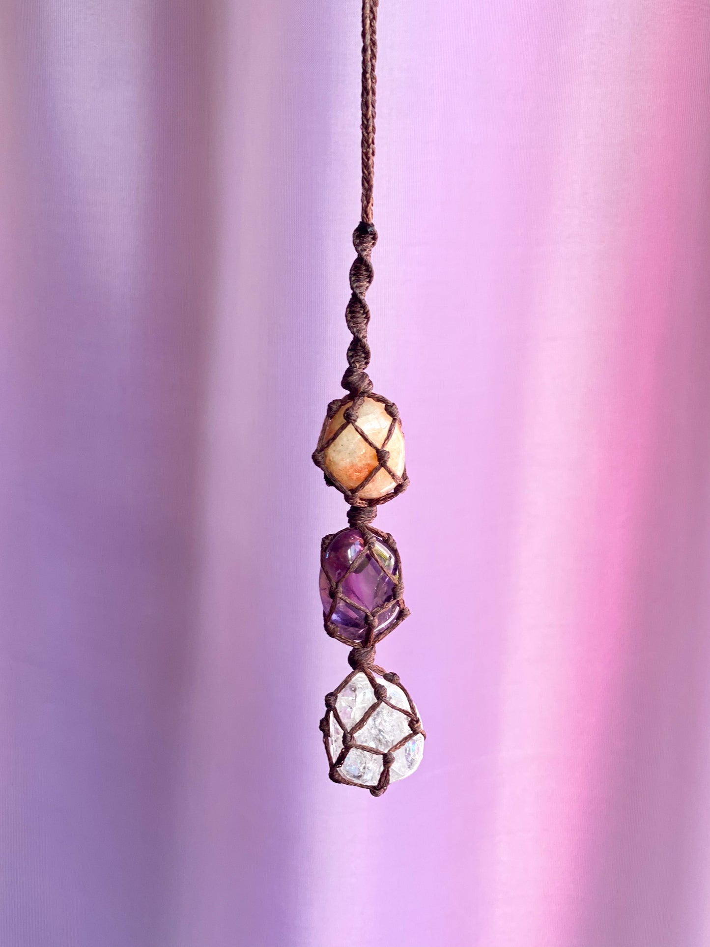 Inner Peace & Harmony Crystals - Macrame Rearview Hanging