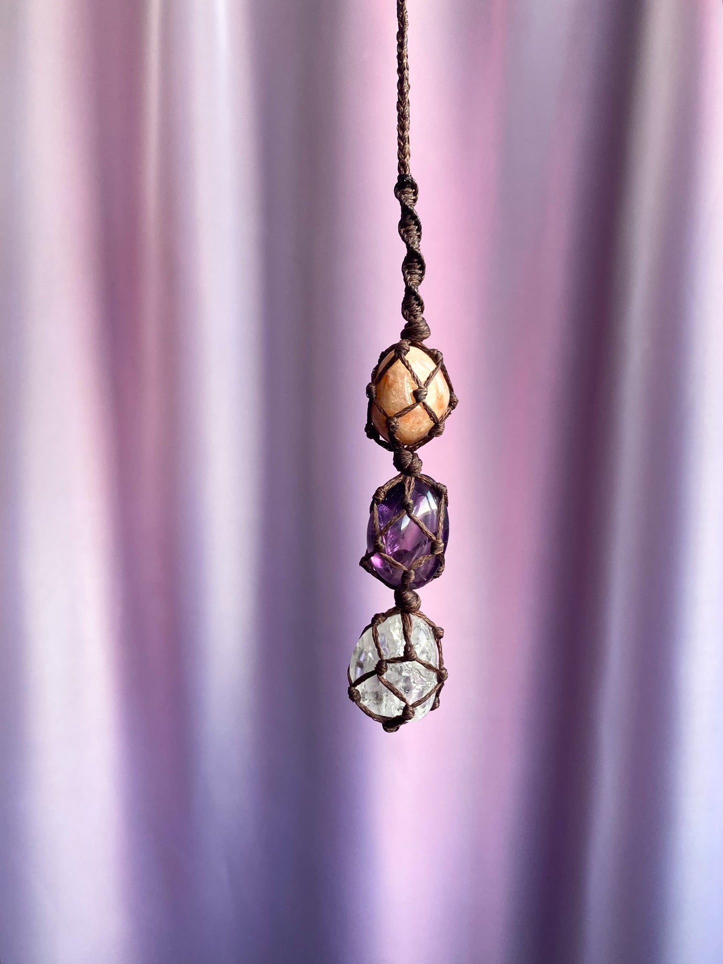 Inner Peace & Harmony Crystals - Macrame Rearview Hanging