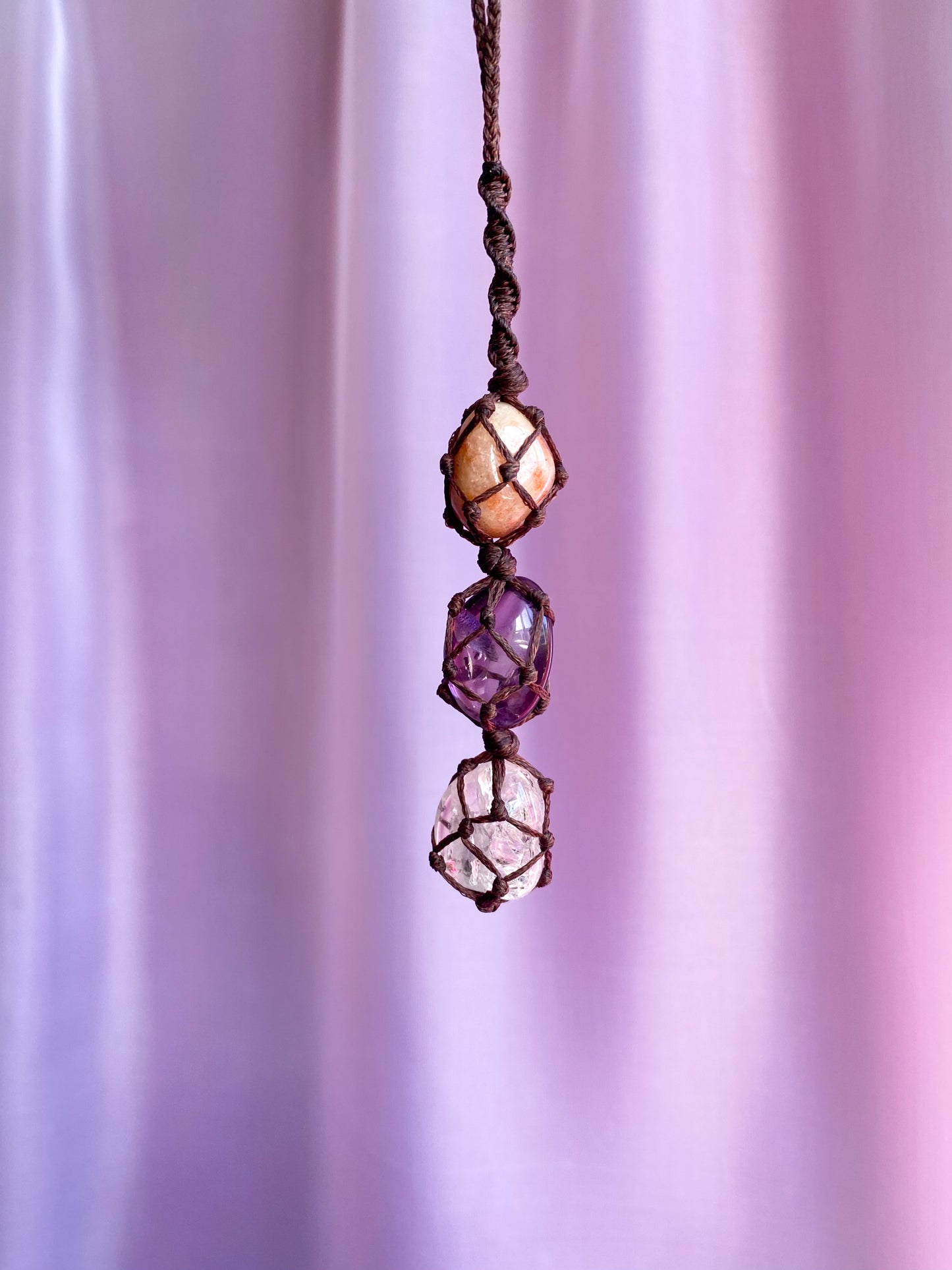 Inner Peace & Harmony Crystals - Macrame Rearview Hanging