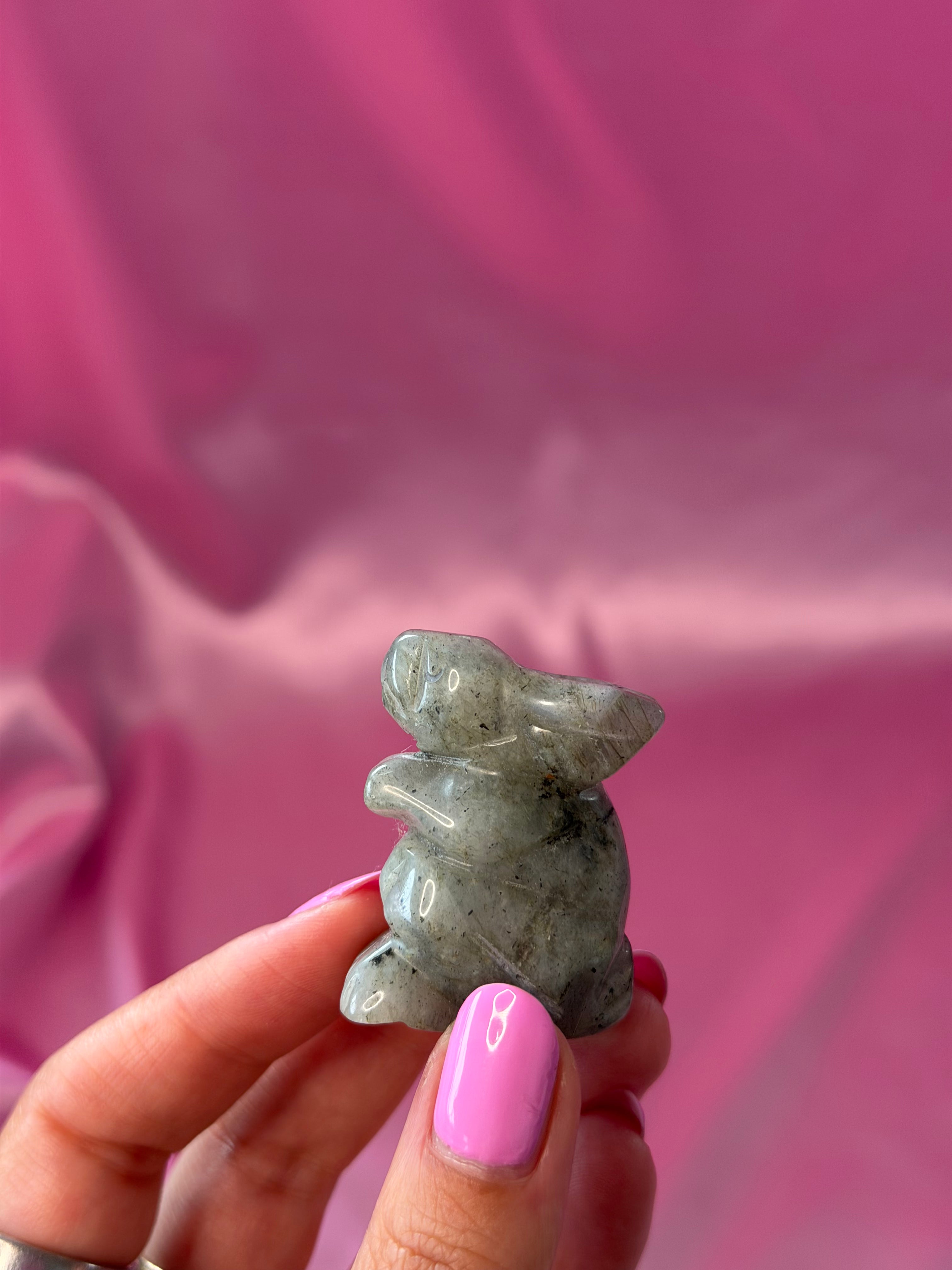 Rabbit - Labradorite Crystal Carving