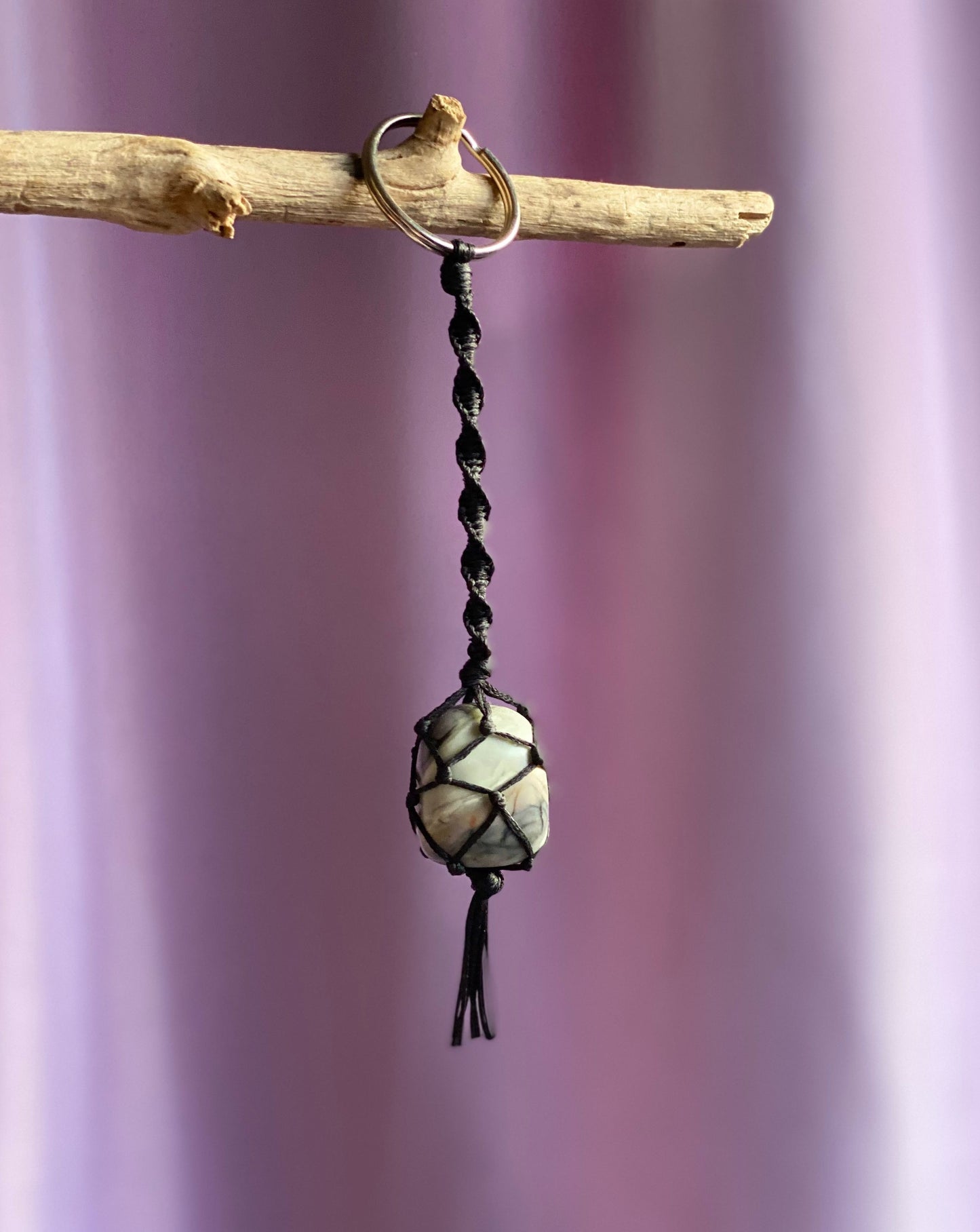 Picasso Jasper Crystal Macrame Key Ring