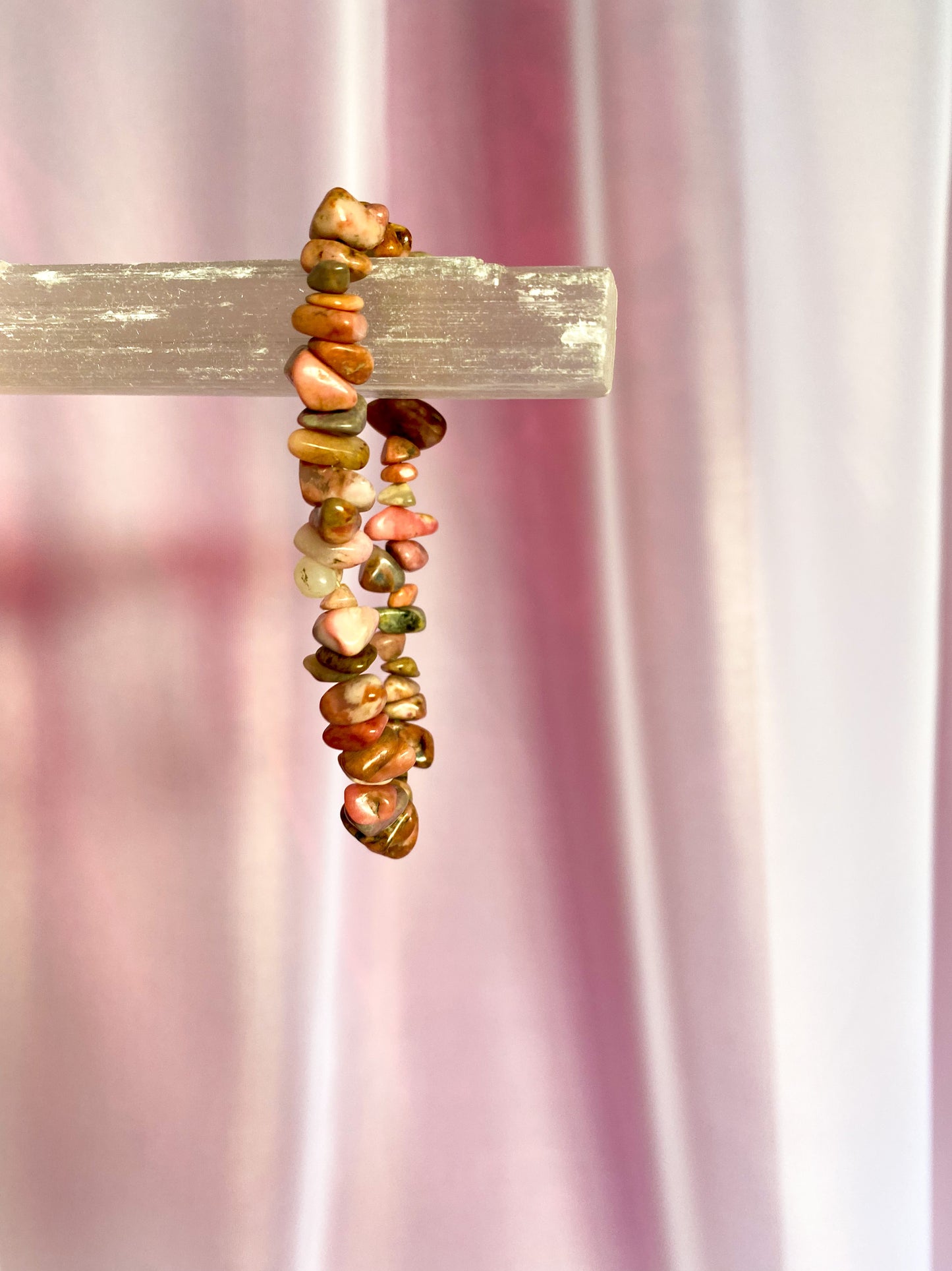 Rhodonite Crystal Chip Bracelet