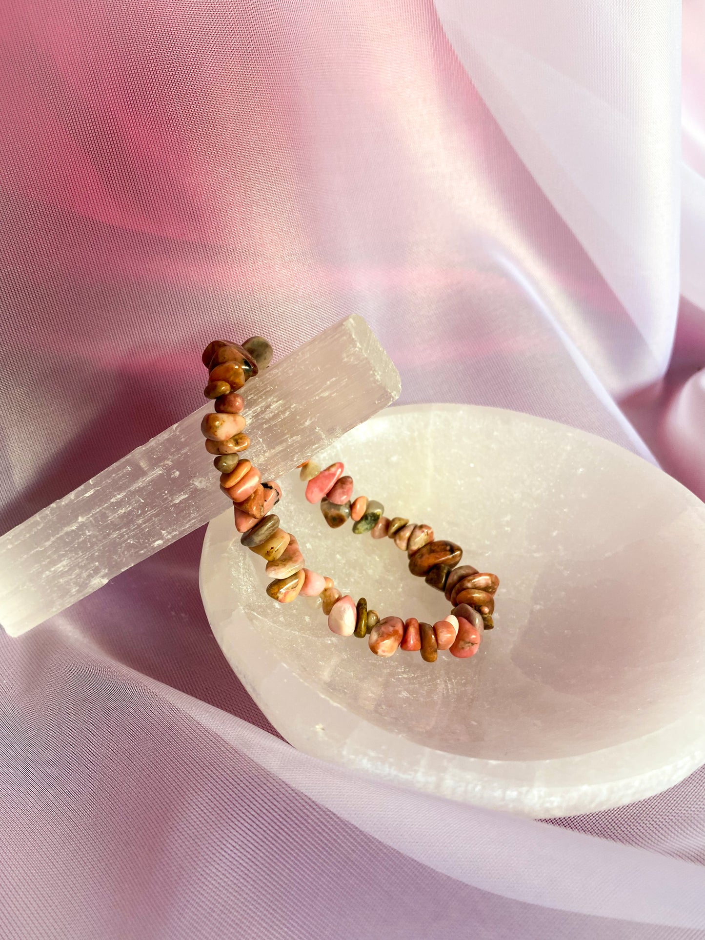 Rhodonite Crystal Chip Bracelet