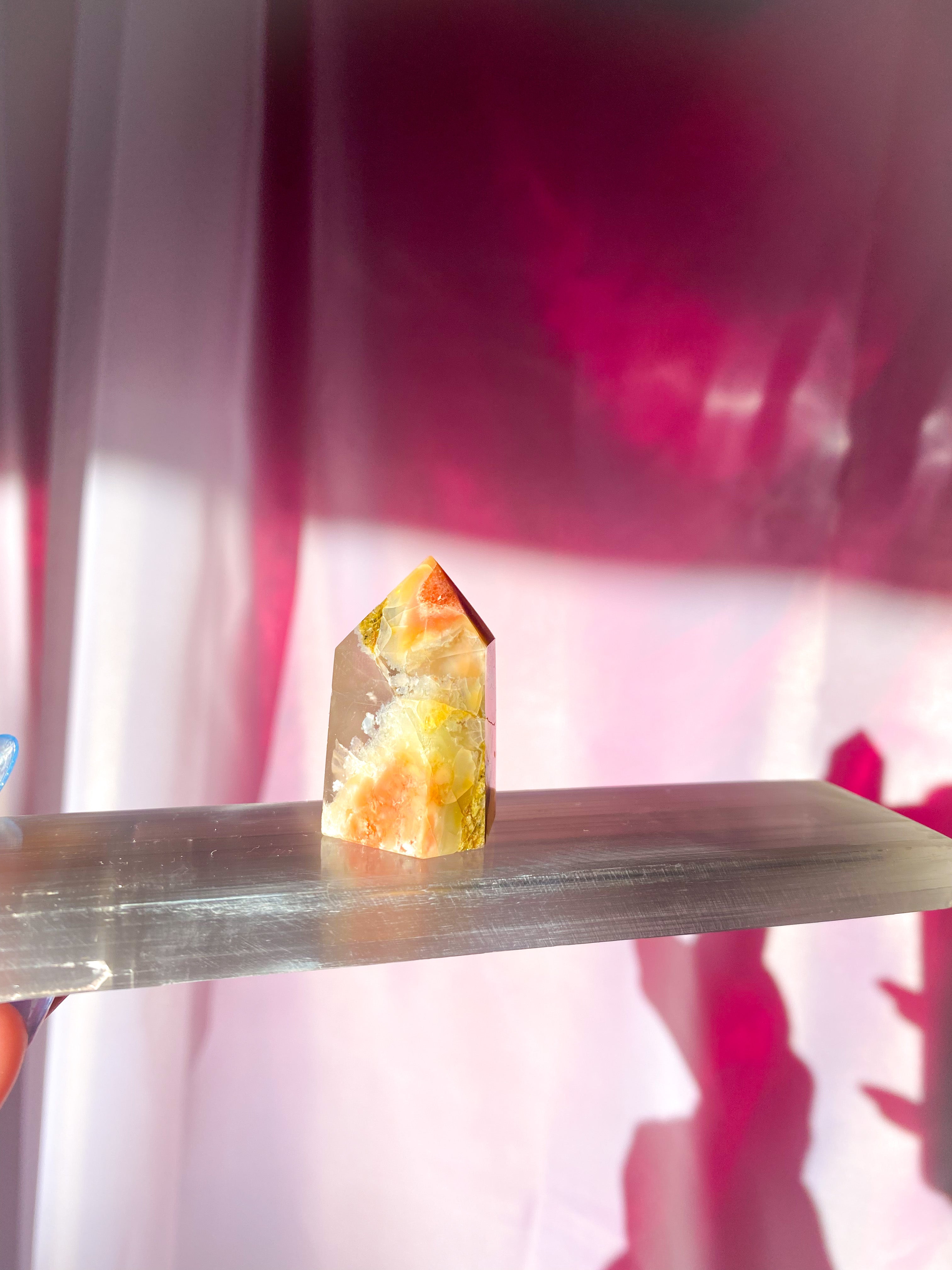 Flower Agate Crystal Point - 4cm