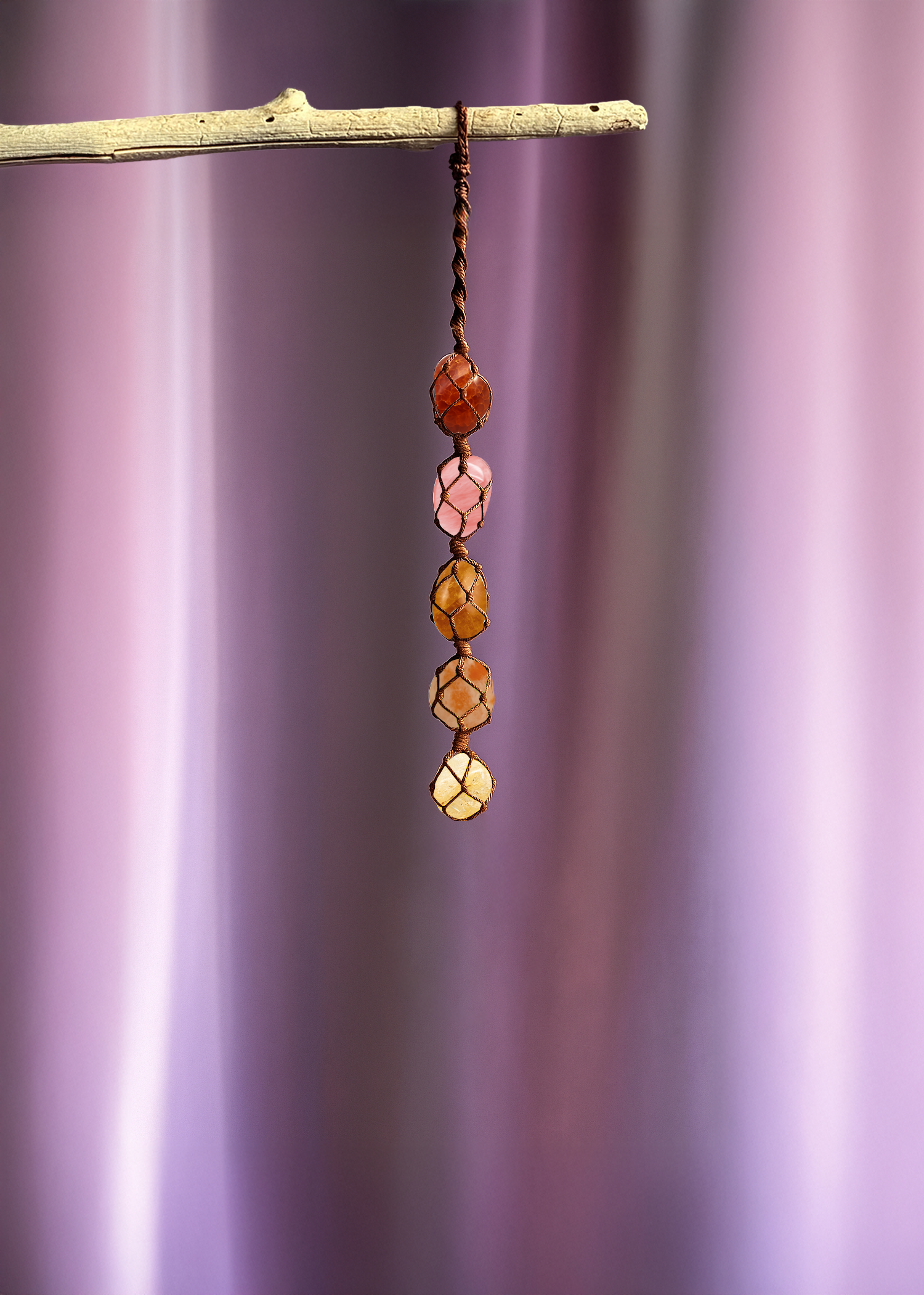 5 Stone Custom Macrame Crystal Hanging