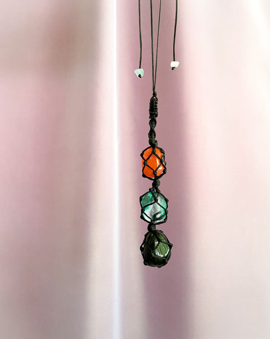 Three Obsidian Protection - Crystal Rearview Hanging